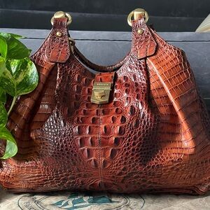 Brahmin Croc Skin Brown Bag